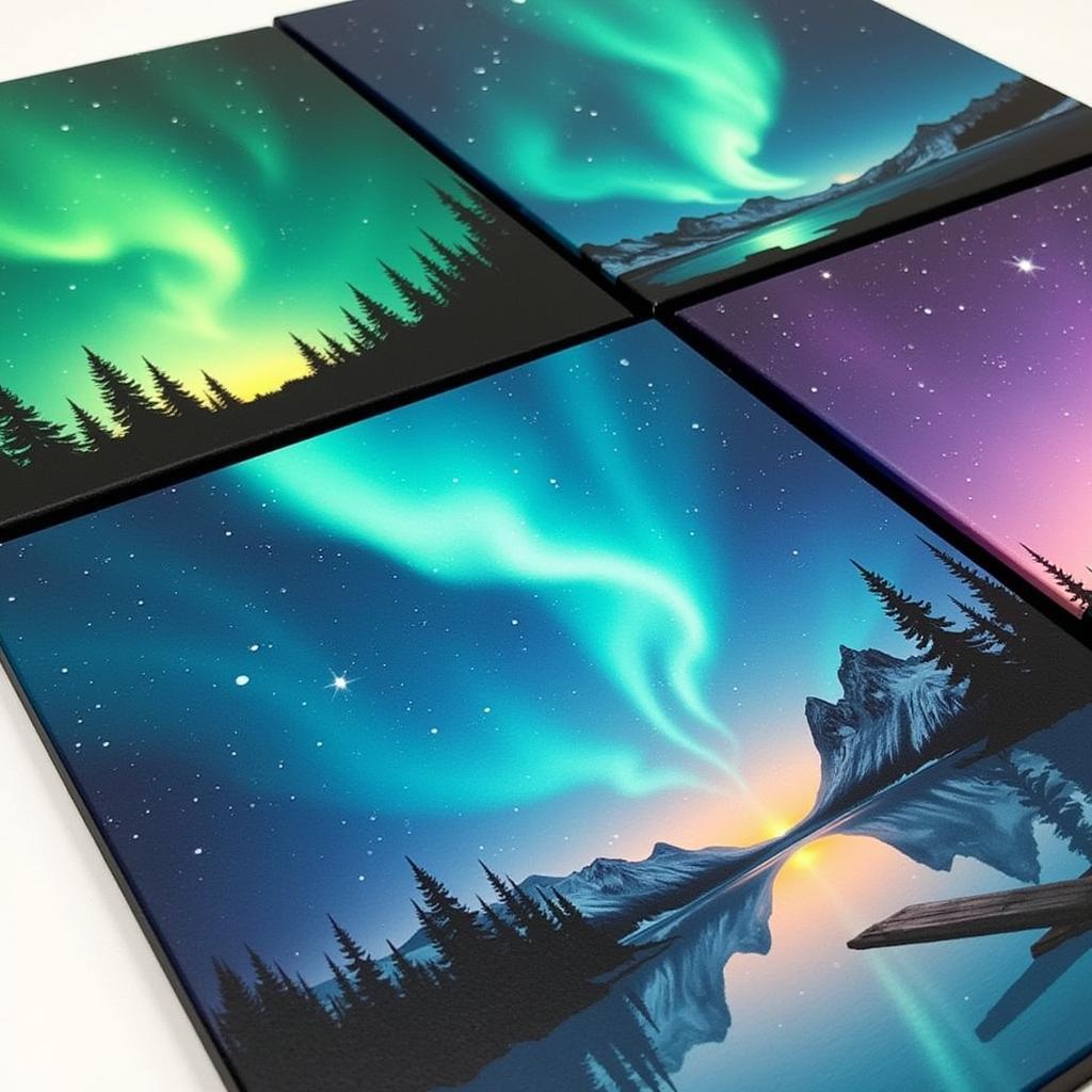 Northern Lights Wall Art Canvas Prints showcasing vibrant colors and dynamic movement