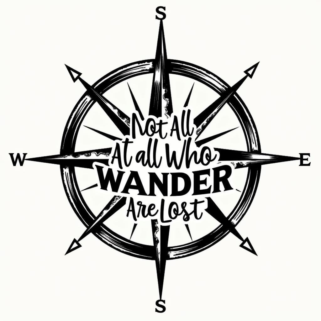 Compass Design Wall Art with "Not All Who Wander Are Lost" Inscription