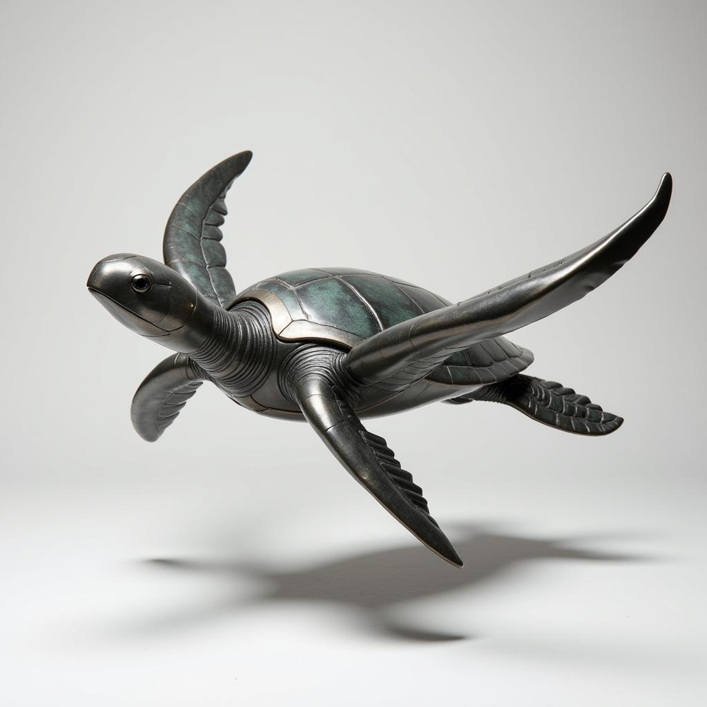 Metal Sea Turtle Sculpture Ocean Life Wall Art