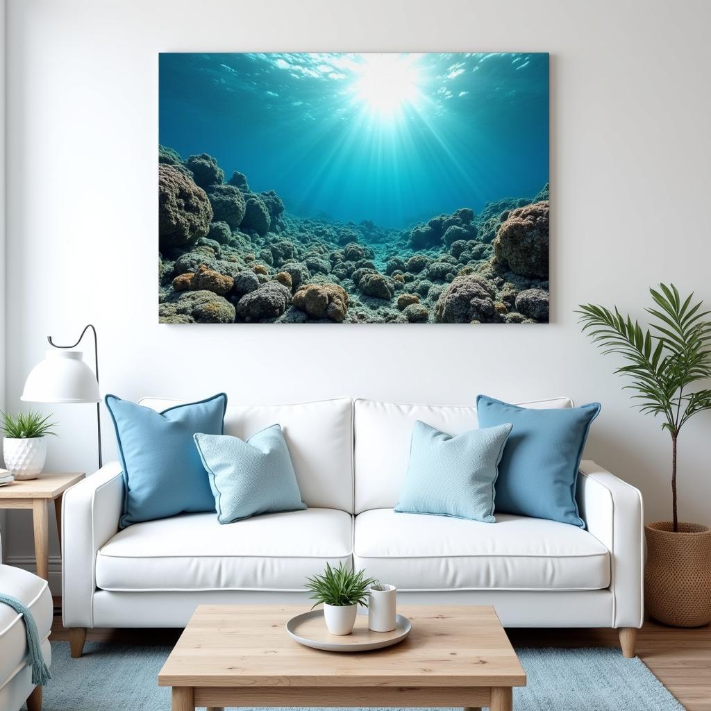 Large Ocean Wall Art in a Living Room