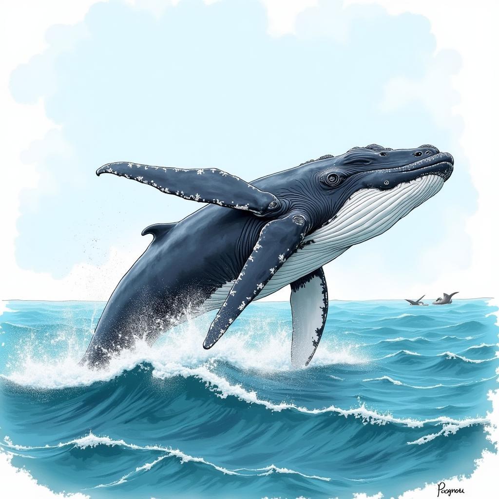 Oceanic Art Book: Detailed Whale Illustration