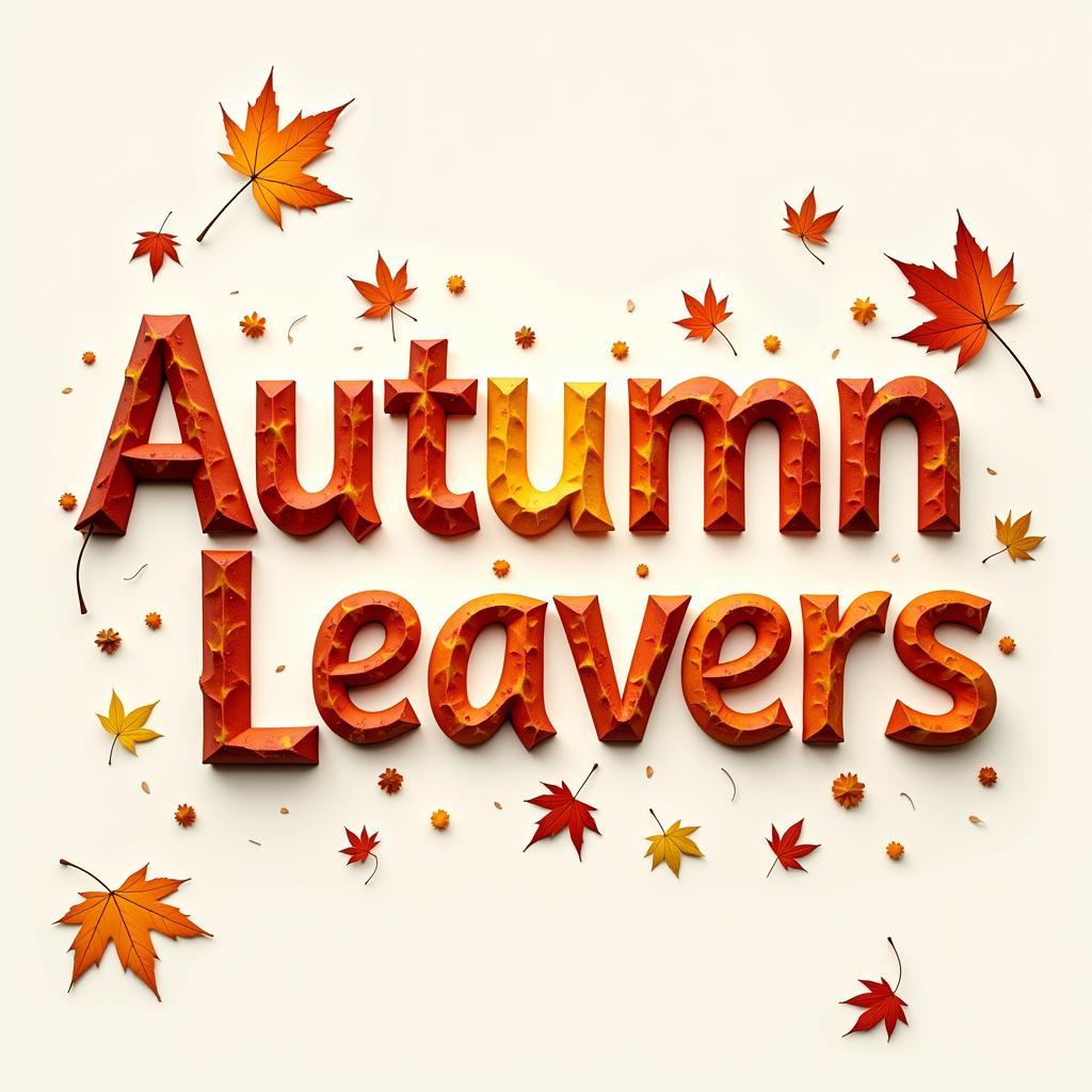 October Word Art: Autumn Leaves Typography