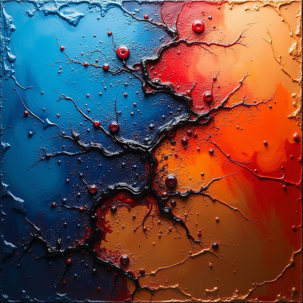 Oil Abstract Art: Vibrant Colors and Textured Canvas