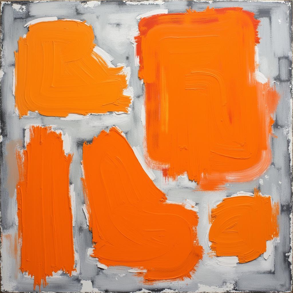 Orange and Gray Abstract Wall Art