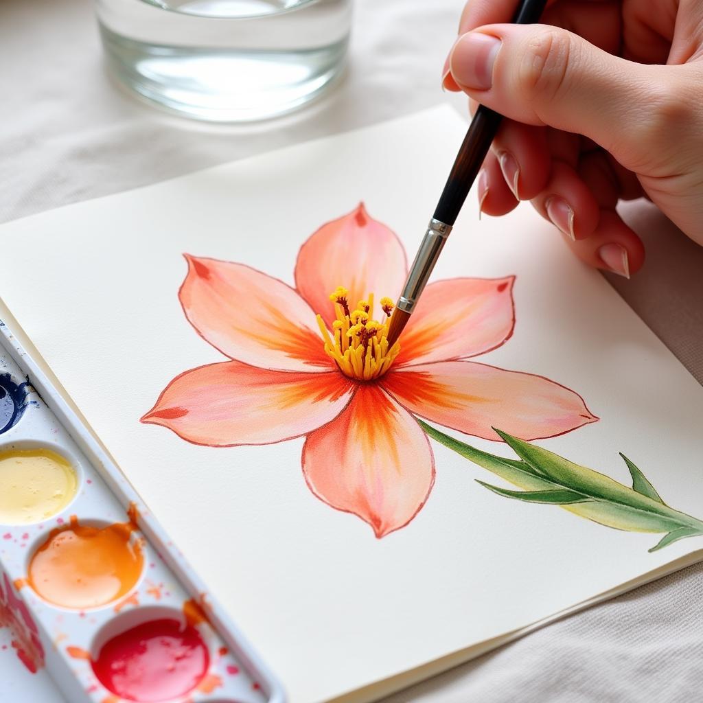 Orange Blossom Watercolor Painting Techniques