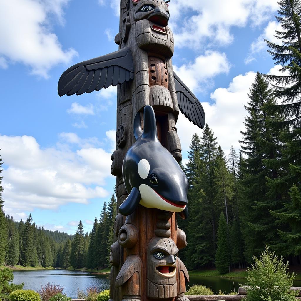 Orca Native Art Totem Pole