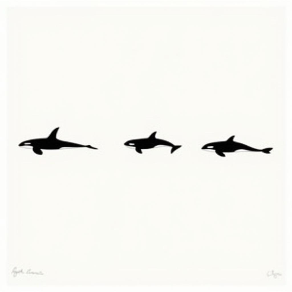 Minimalist Orca Pod Print in Monochrome