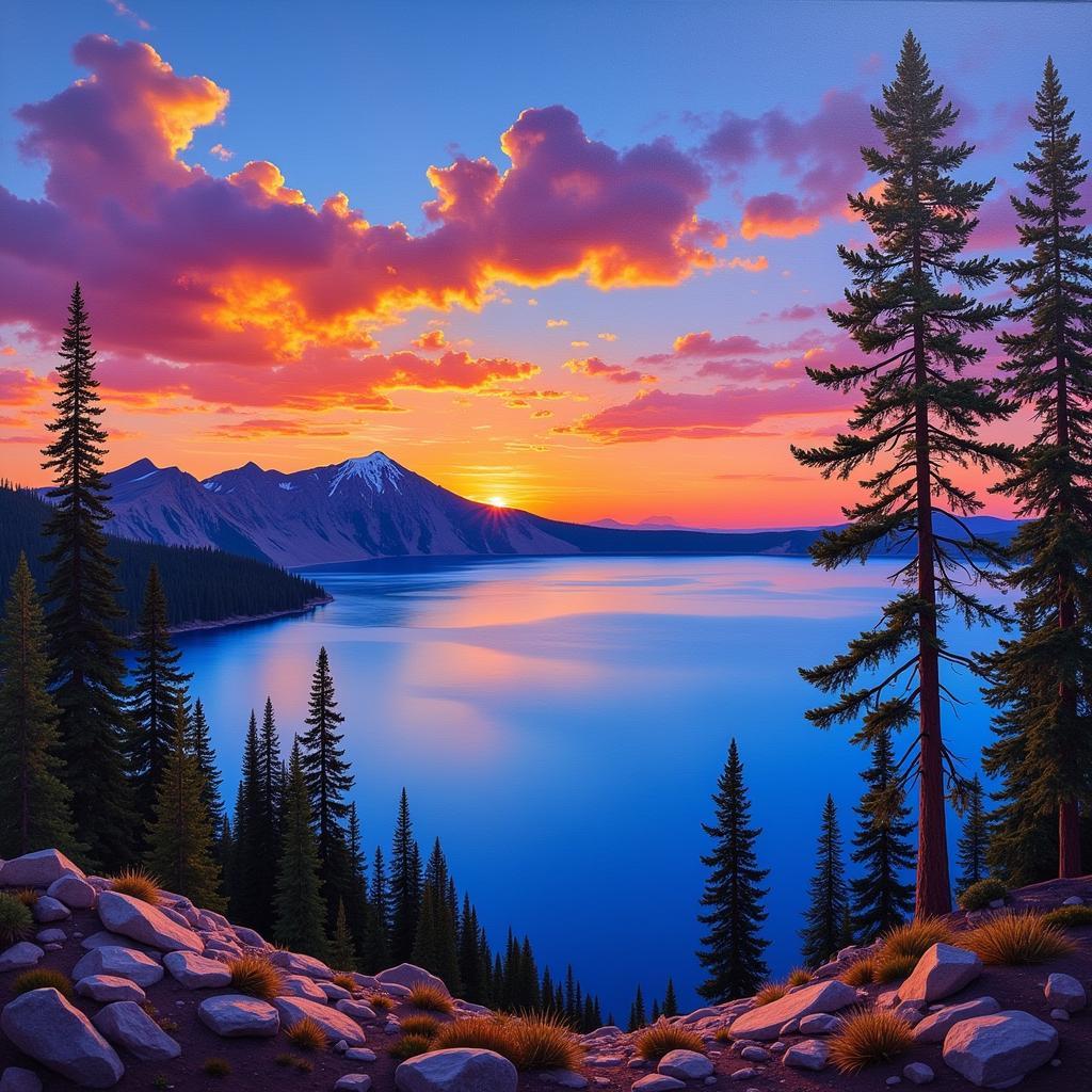 Oregon Landscape Wall Art Depicting Crater Lake