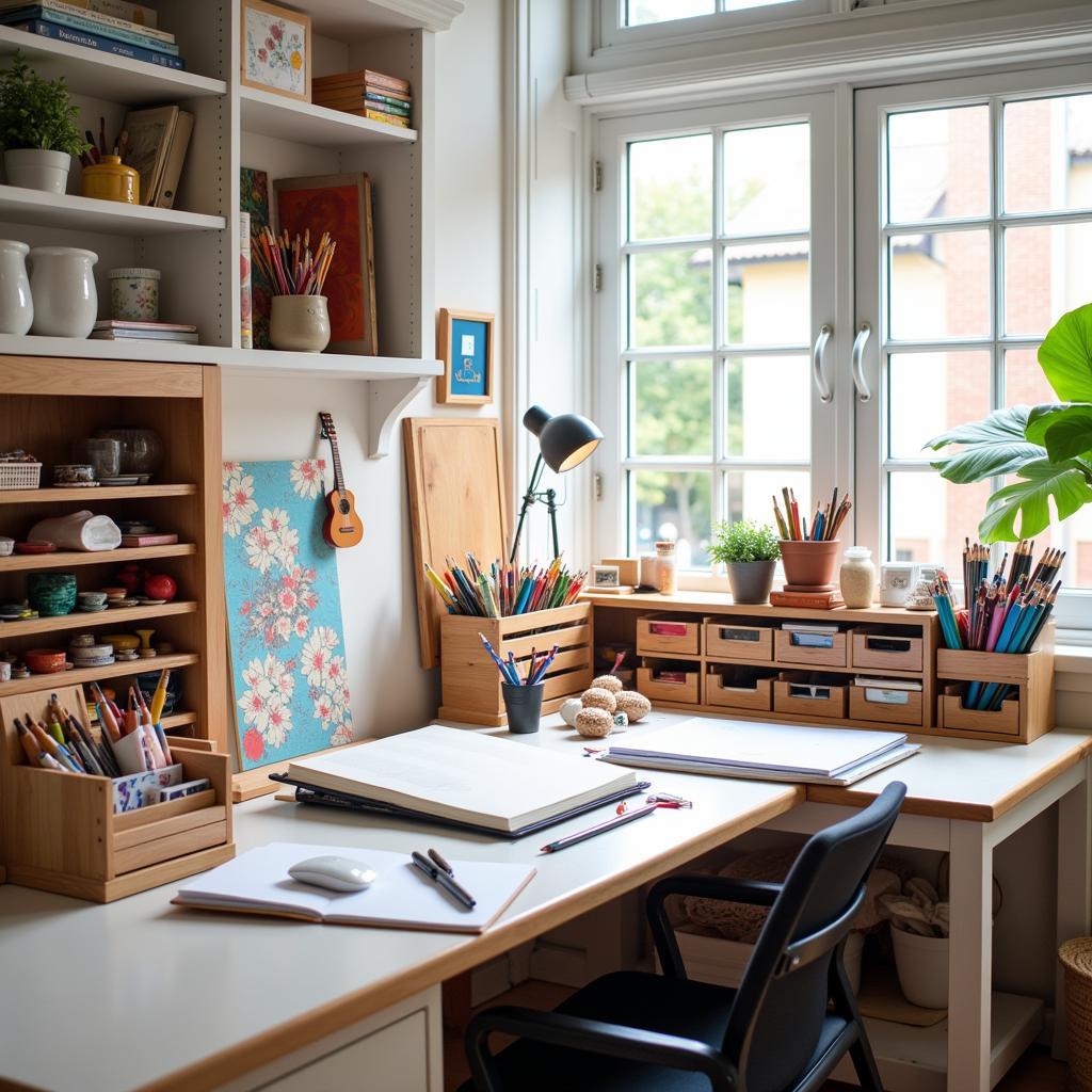 An Organized and Inspiring Art Studio Workspace