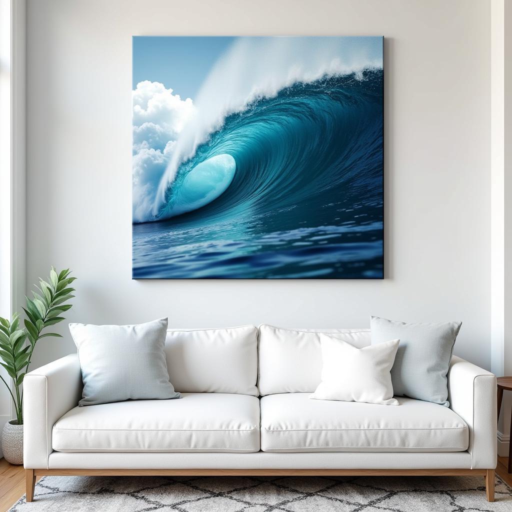 Oversized Blue Ocean Wave Canvas Art for Coastal Decor