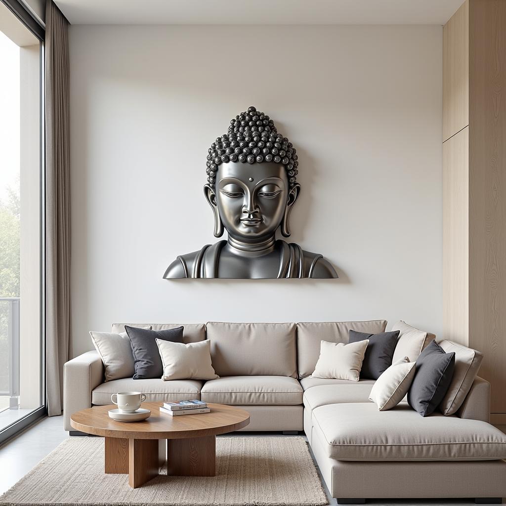 Oversized Buddha Wall Art Metal Sculpture