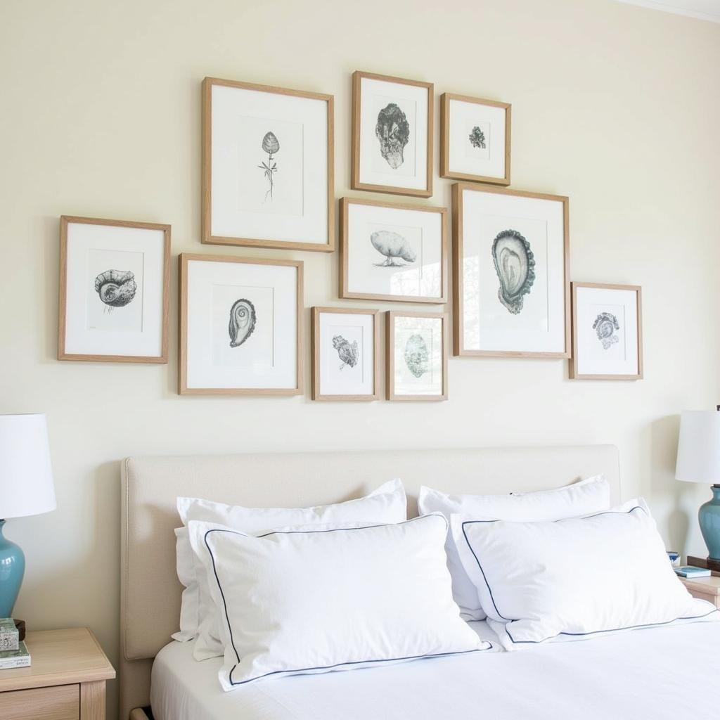 Oyster Print Wall Art in Bedroom Decor