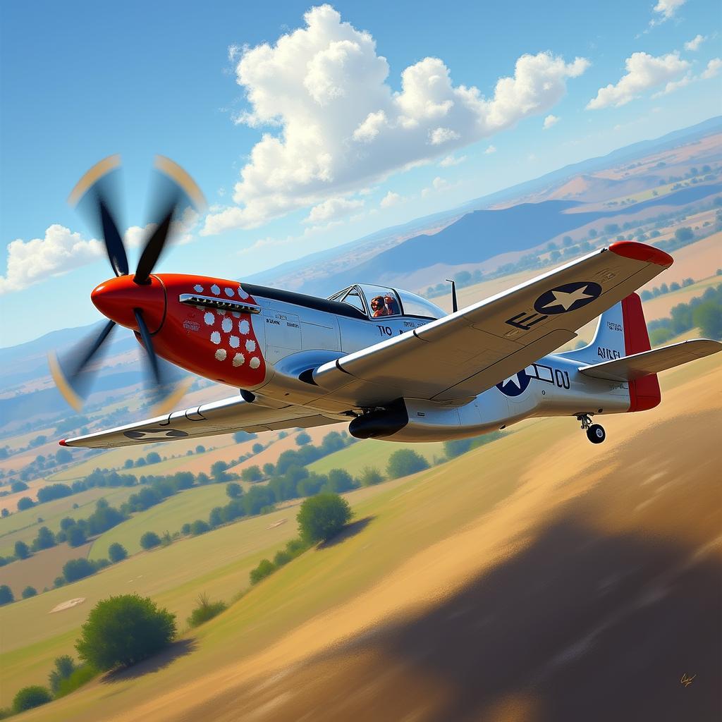 P-51 Mustang Digital Art in Impressionist Style