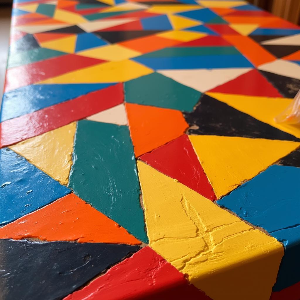 Painted Table Art Geometric Patterns