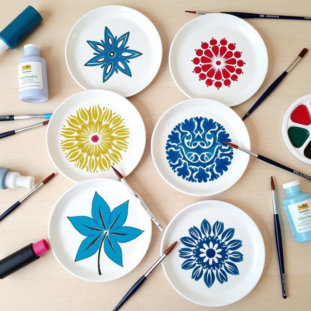 Painting Plates with Acrylics and Ceramic Markers