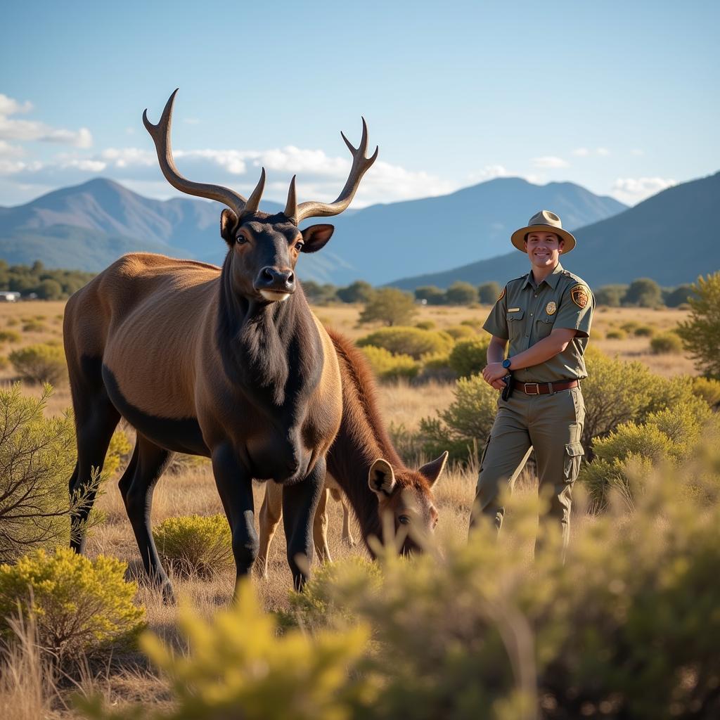 Park Ranger Photography Showcasing Wildlife in Natural Landscape