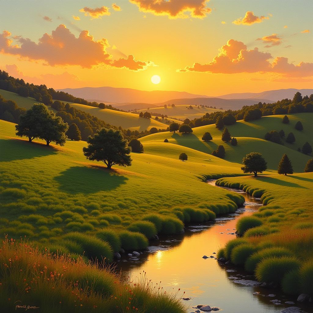 Patrick O'Keefe landscape painting showcasing his mastery of light and shadow