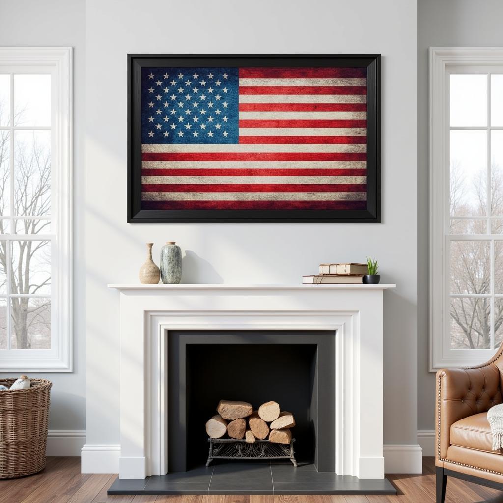 Patriotic Canvas Art Above a Mantle