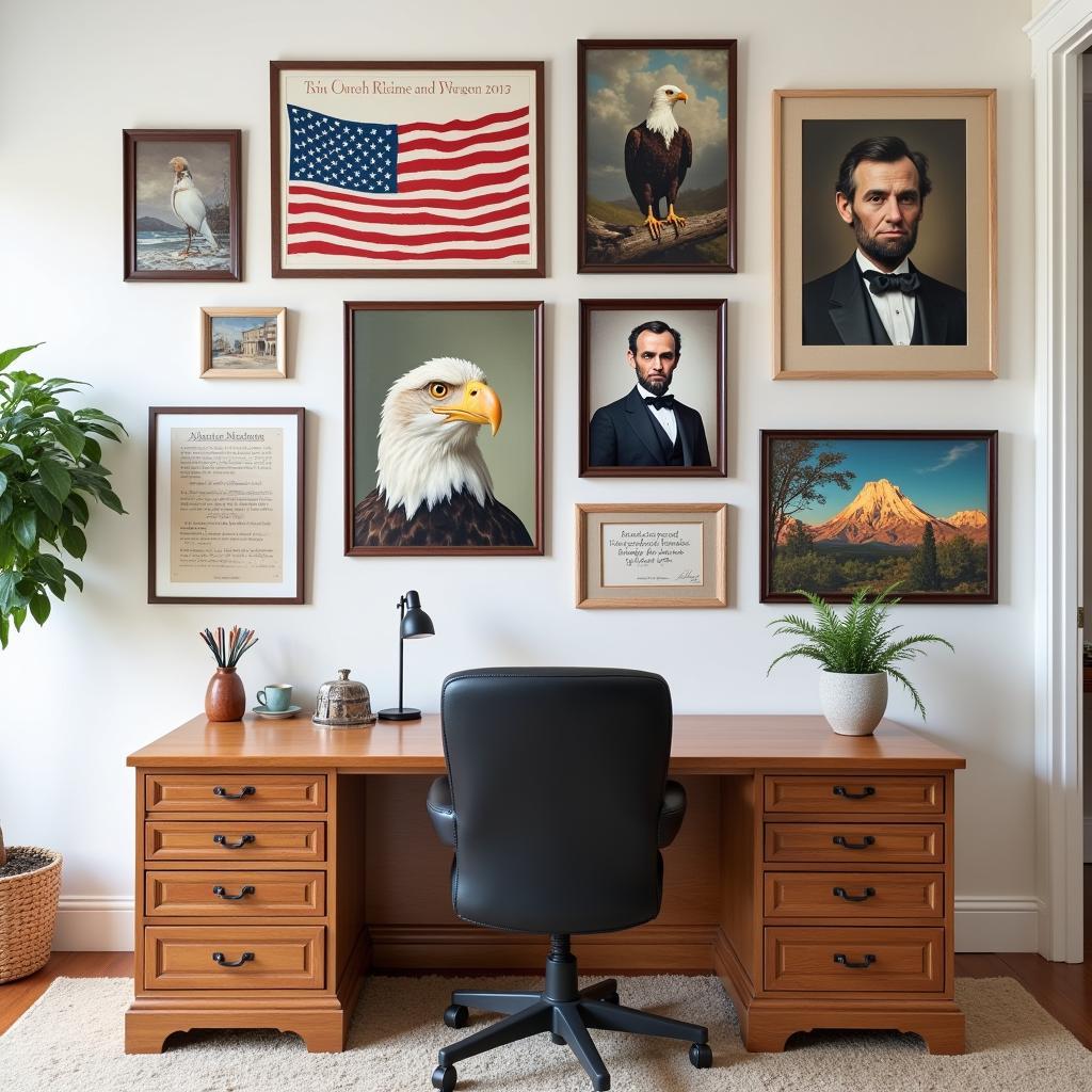 Patriotic Gallery Wall in a Home Office