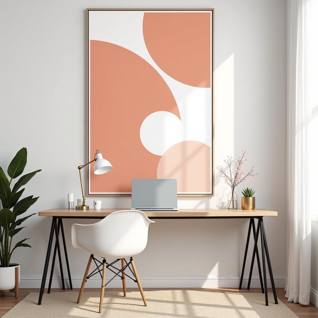 Peach Geometric Wall Art in Home Office