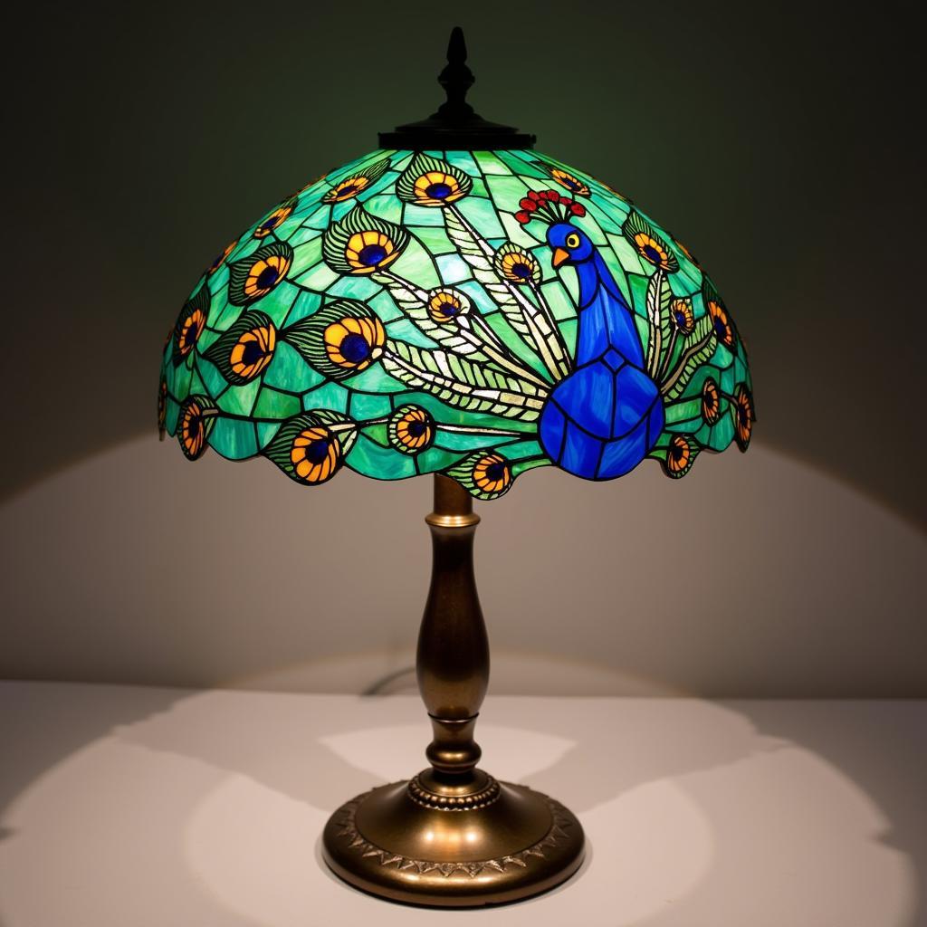 Peacock Feather Stained Glass Lamp