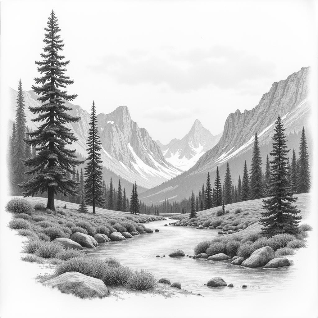 Pencil Art Landscape Drawing