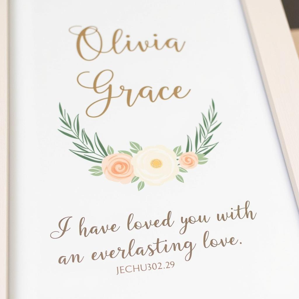 Personalized Christian Nursery Wall Art with Name and Verse