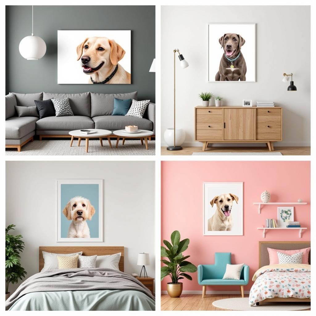 Examples of Personalized Dog Wall Art in Different Homes