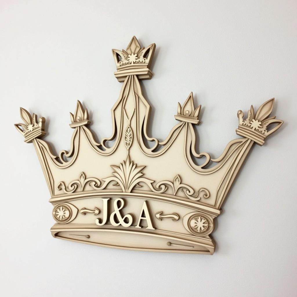 Personalized King and Queen Crown Wall Art with Family Crest and Initials