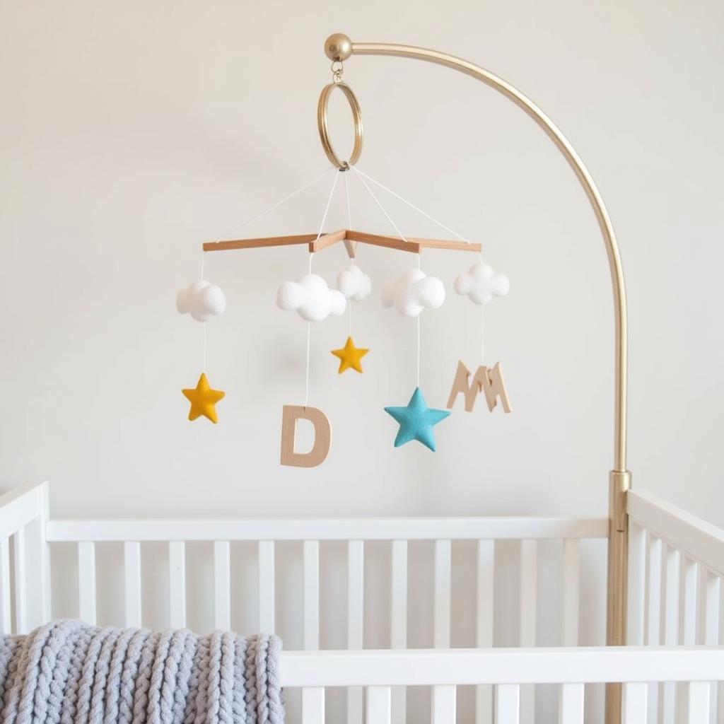 Personalized nursery mobile with name wall art