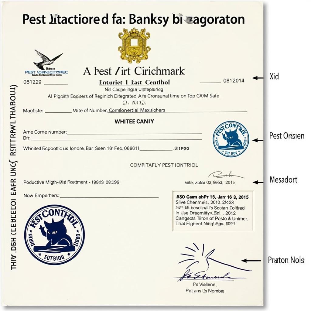 Pest Control Certificate of Authenticity