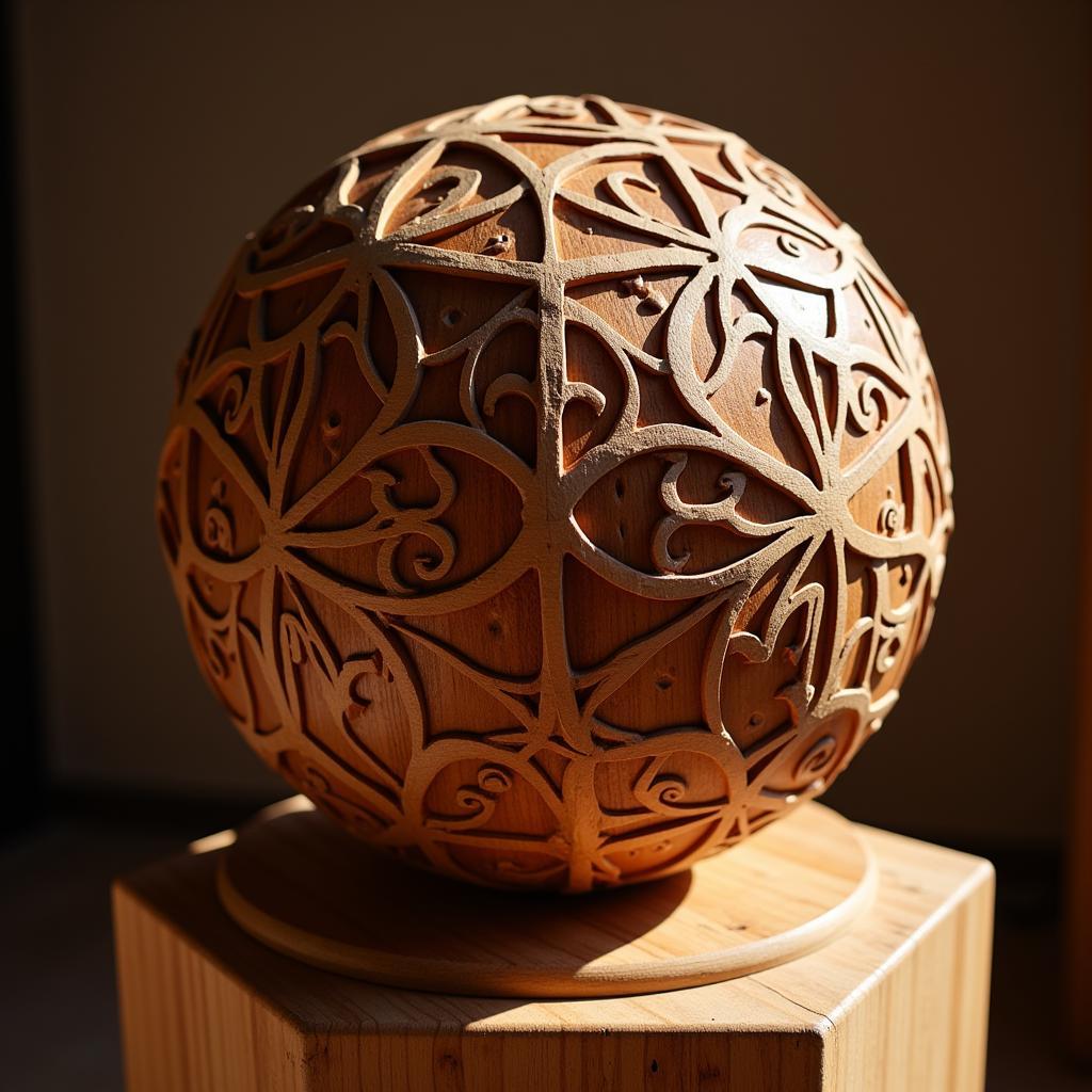 Intricately Carved Wooden Playable Art Ball