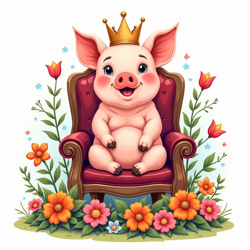 Whimsical Pig Illustration in Swine Art