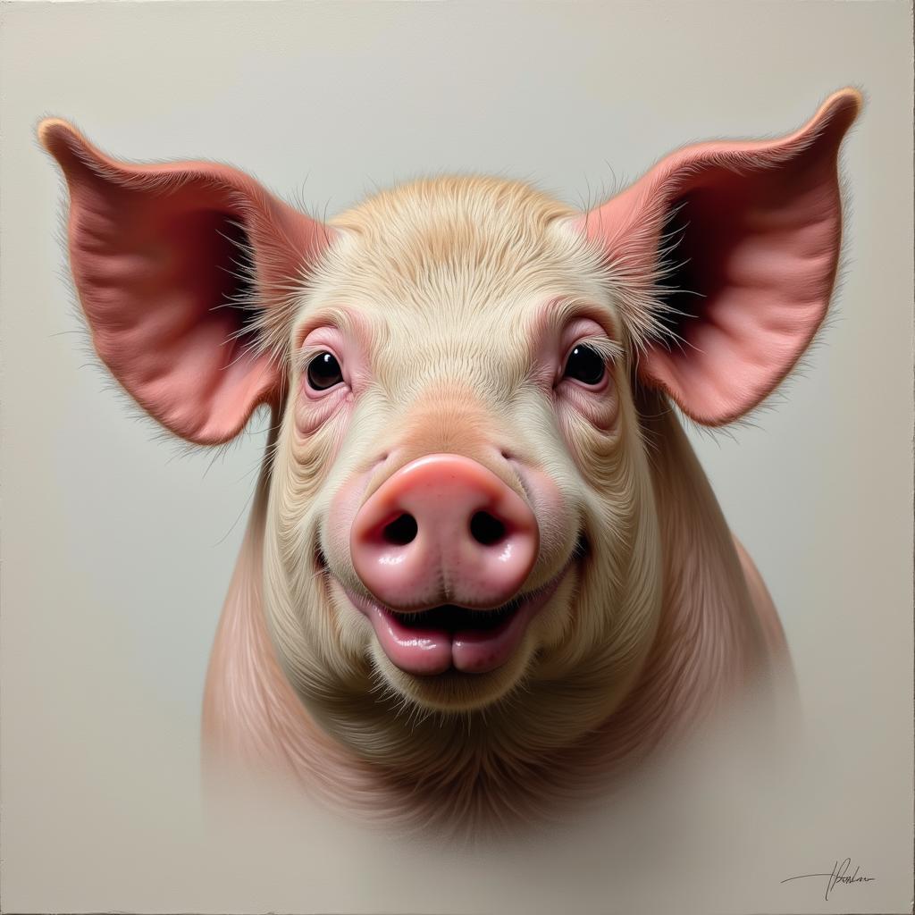 Hyperrealistic Pig Portrait in Swine Art