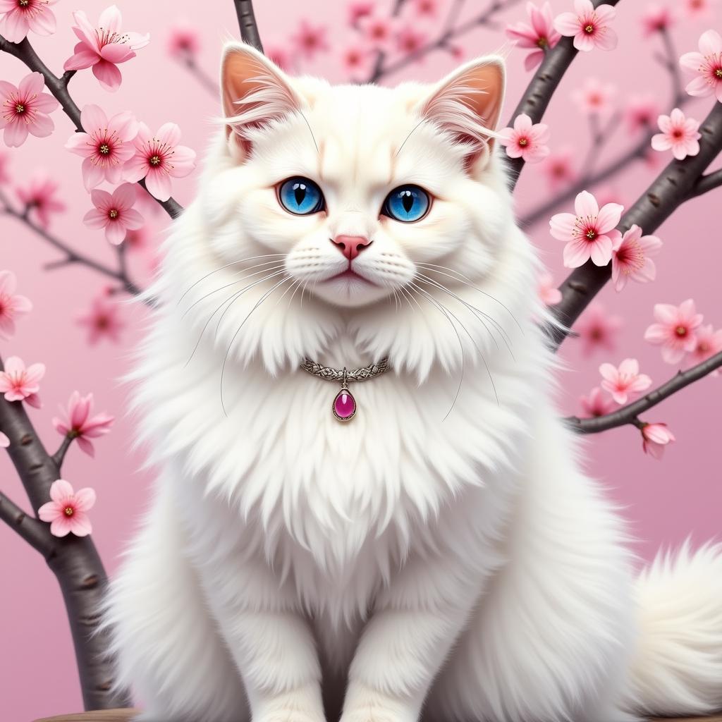 Elegant and Sophisticated Pink Cat Art