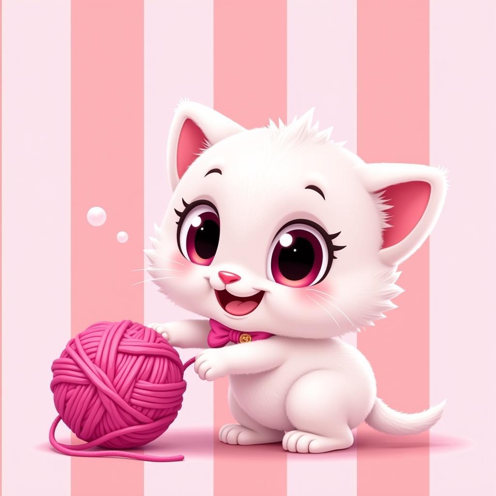 Whimsical and Cute Pink Cat Art