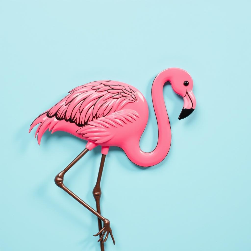 Pink Flamingo Metal Wall Art for Tropical Decor