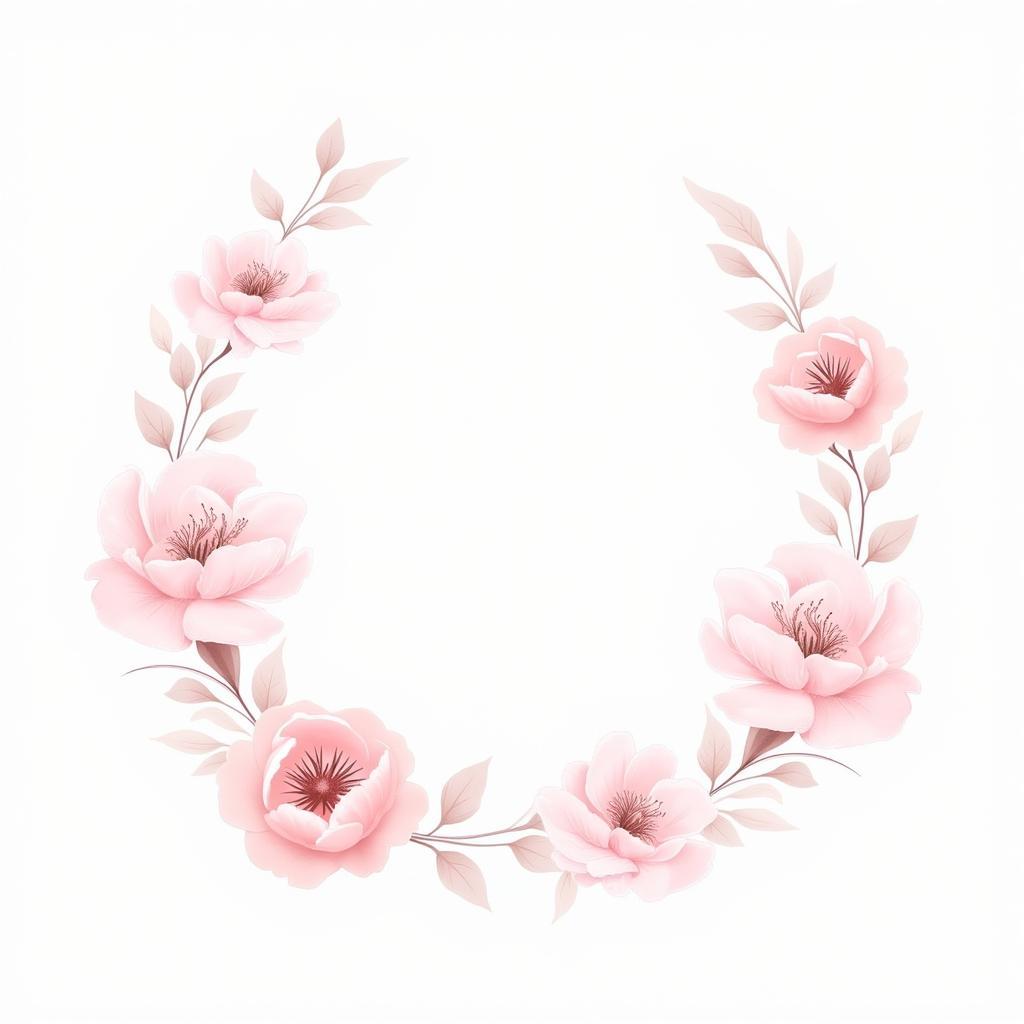 Pink Floral Design on White Background Digital Print