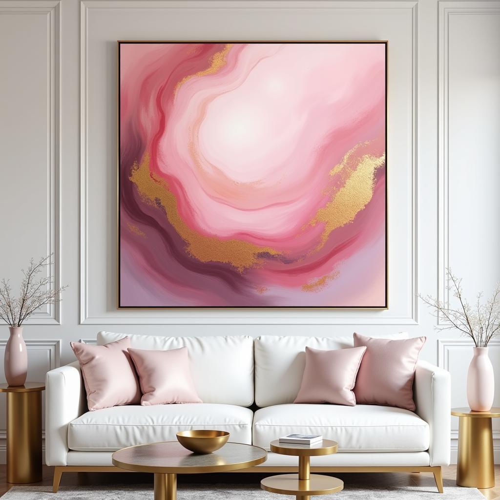 Pink and Gold Abstract Canvas Art