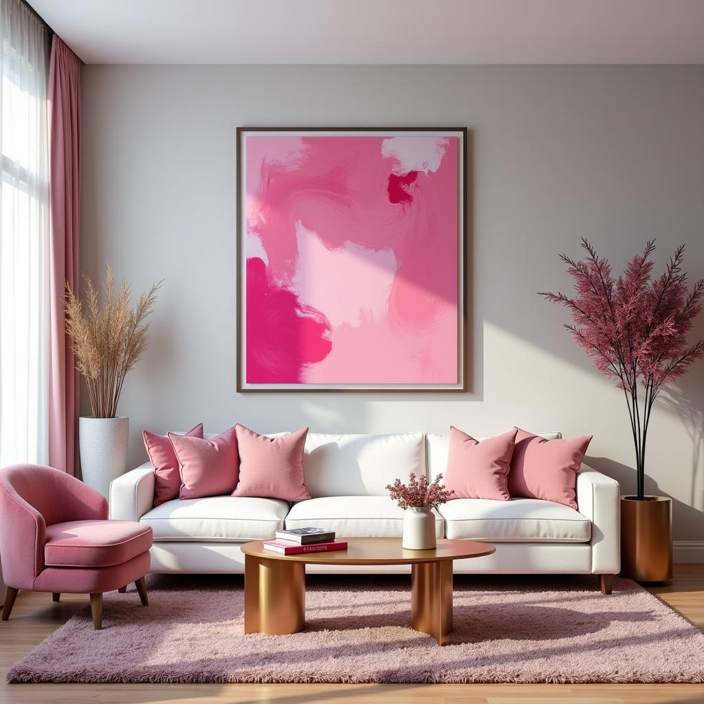 Pink Wall Art in a Living Room