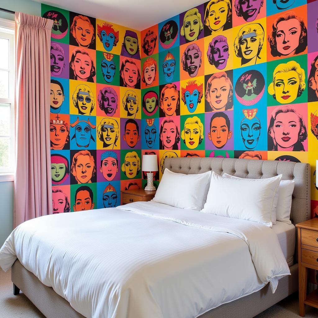 Pop Art Bedroom with Bold Wallpaper