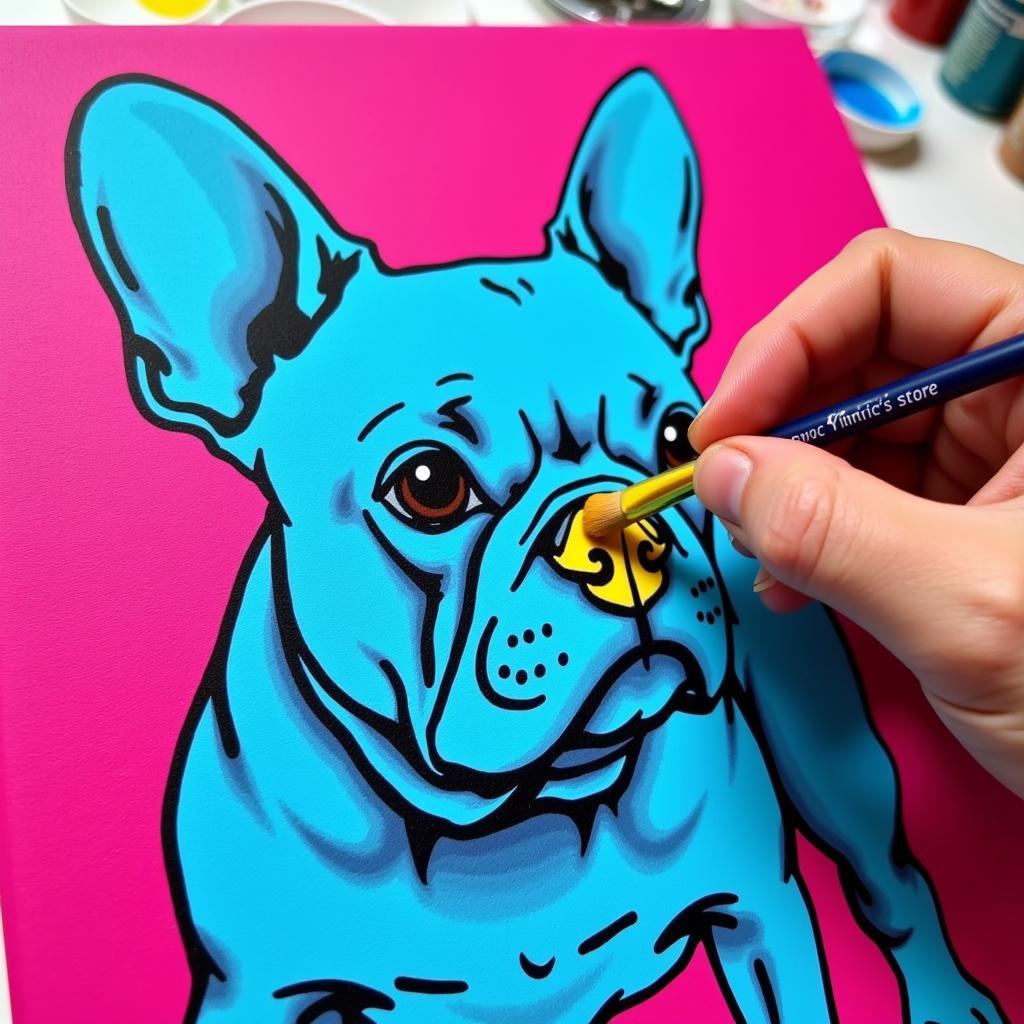 Pop Art Dog Painting Work in Progress