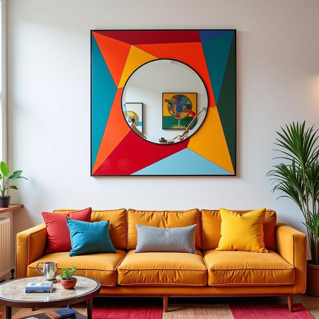 Pop Art Mirror in a Living Room Setting