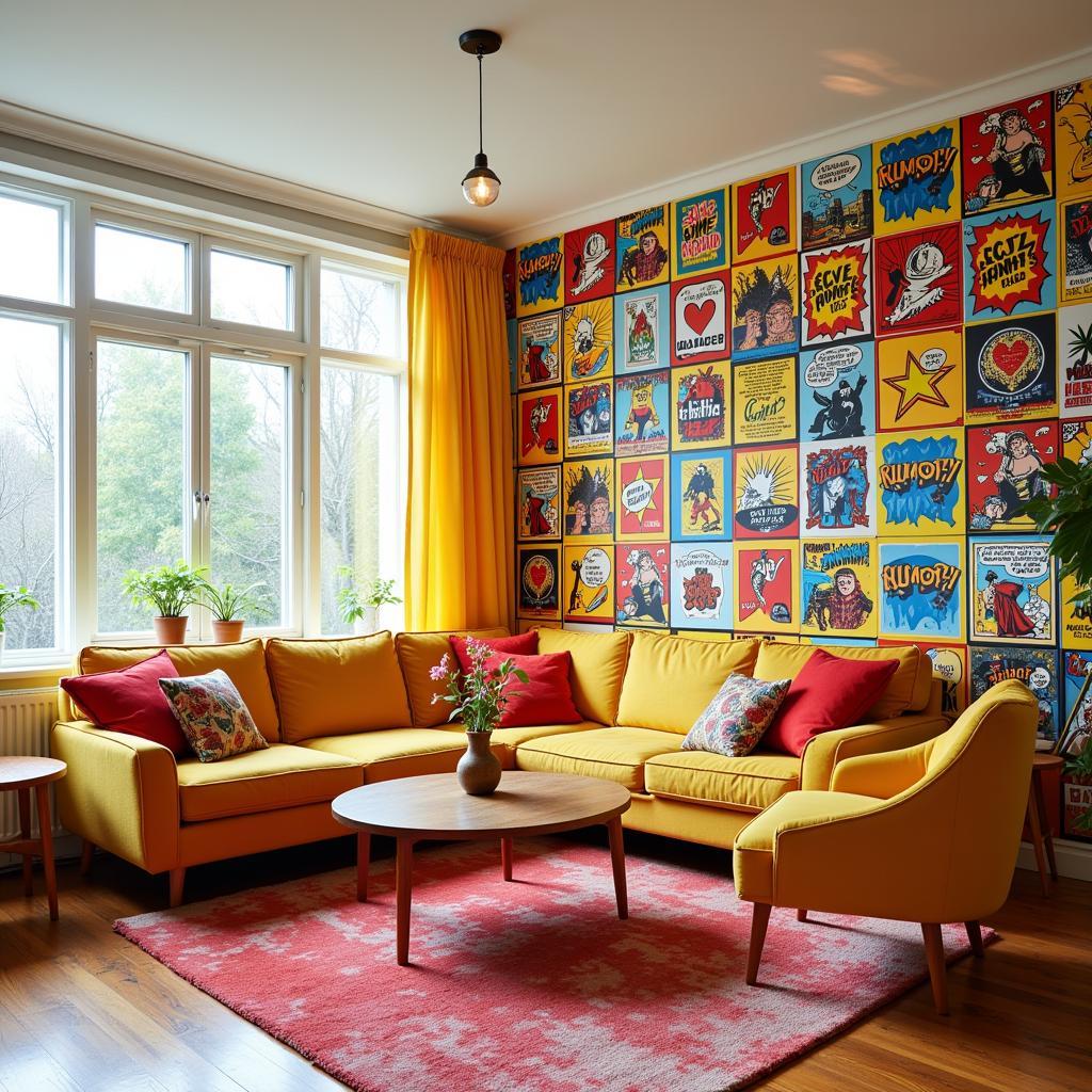 Pop Art Wallpaper in a Living Room