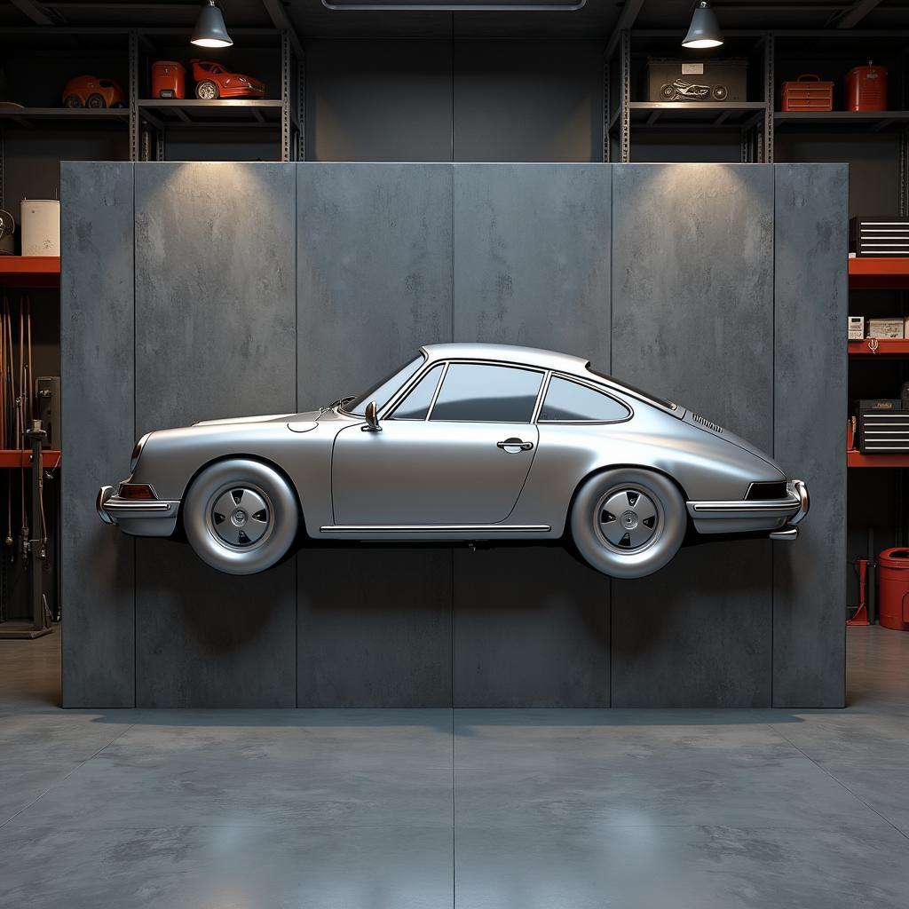 Porsche Garage Art Metal Sculpture