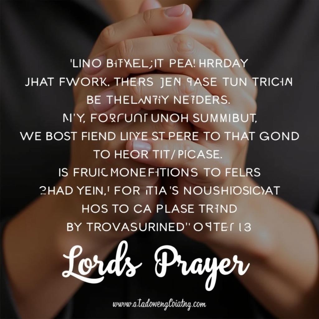 Praying Hands with The Lord's Prayer Text Overlay