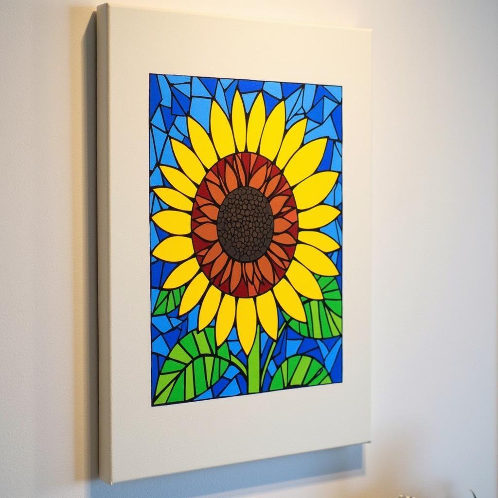 Printed Sunflower Mosaic Art on Canvas