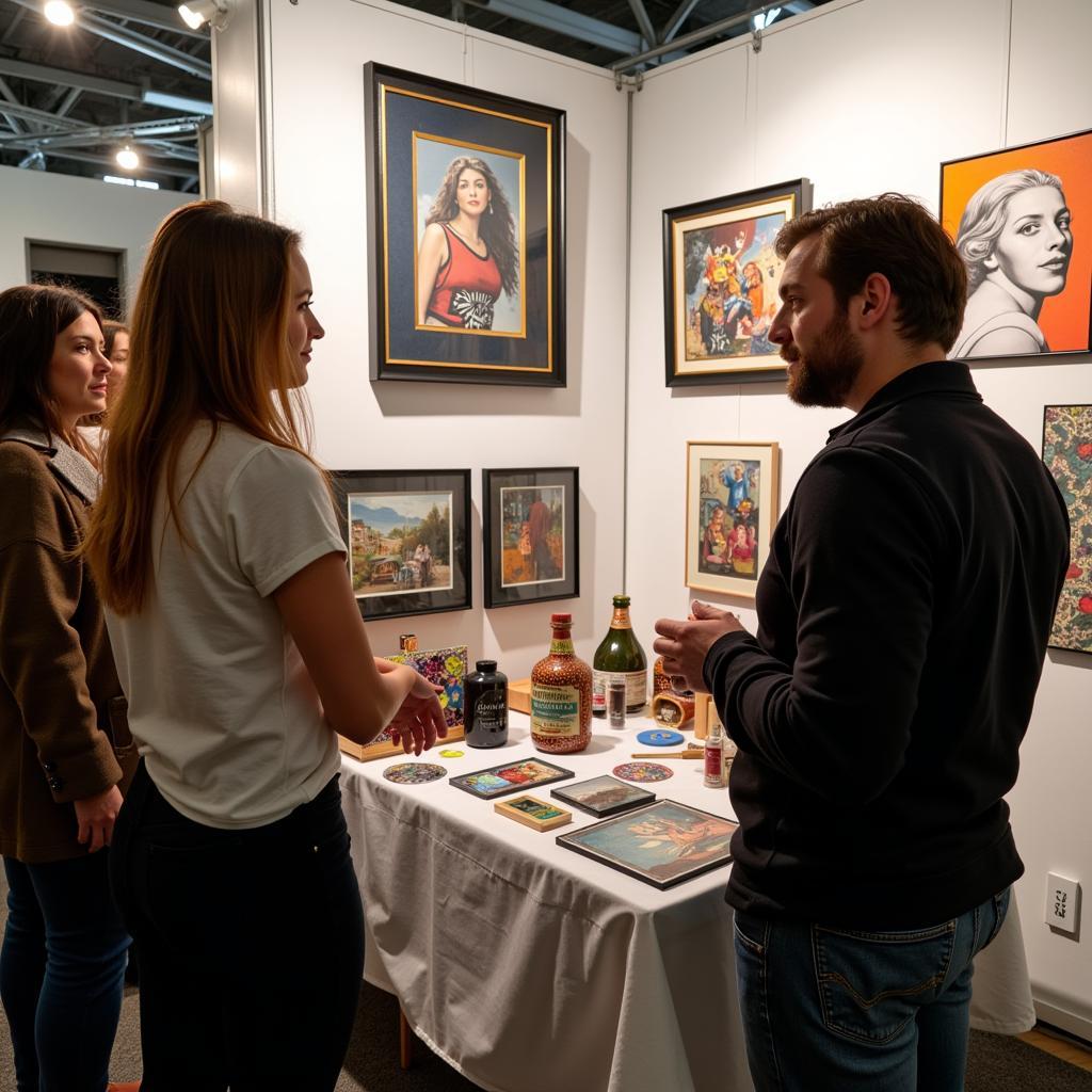 Artist Interacting with Visitors at Printers Row Art Fest