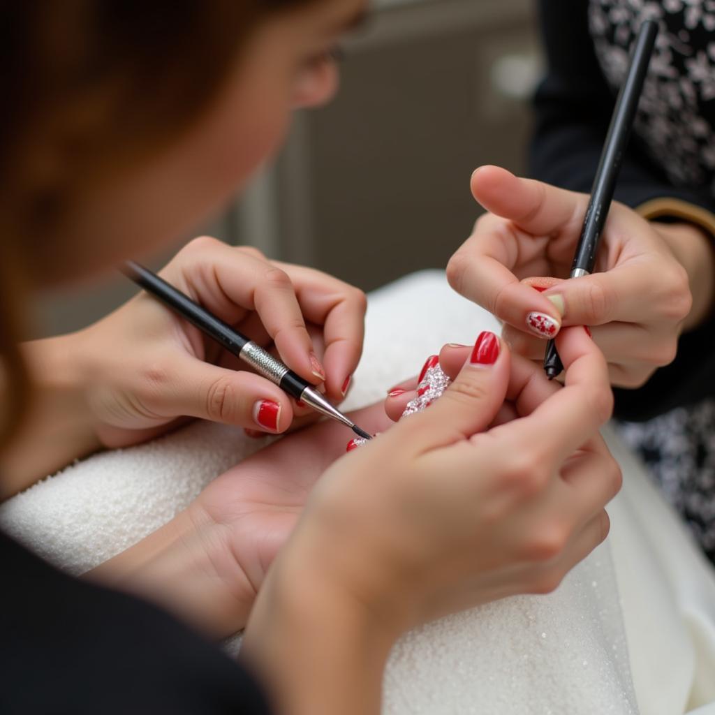 Professional Application of Indian Bridal Nail Art