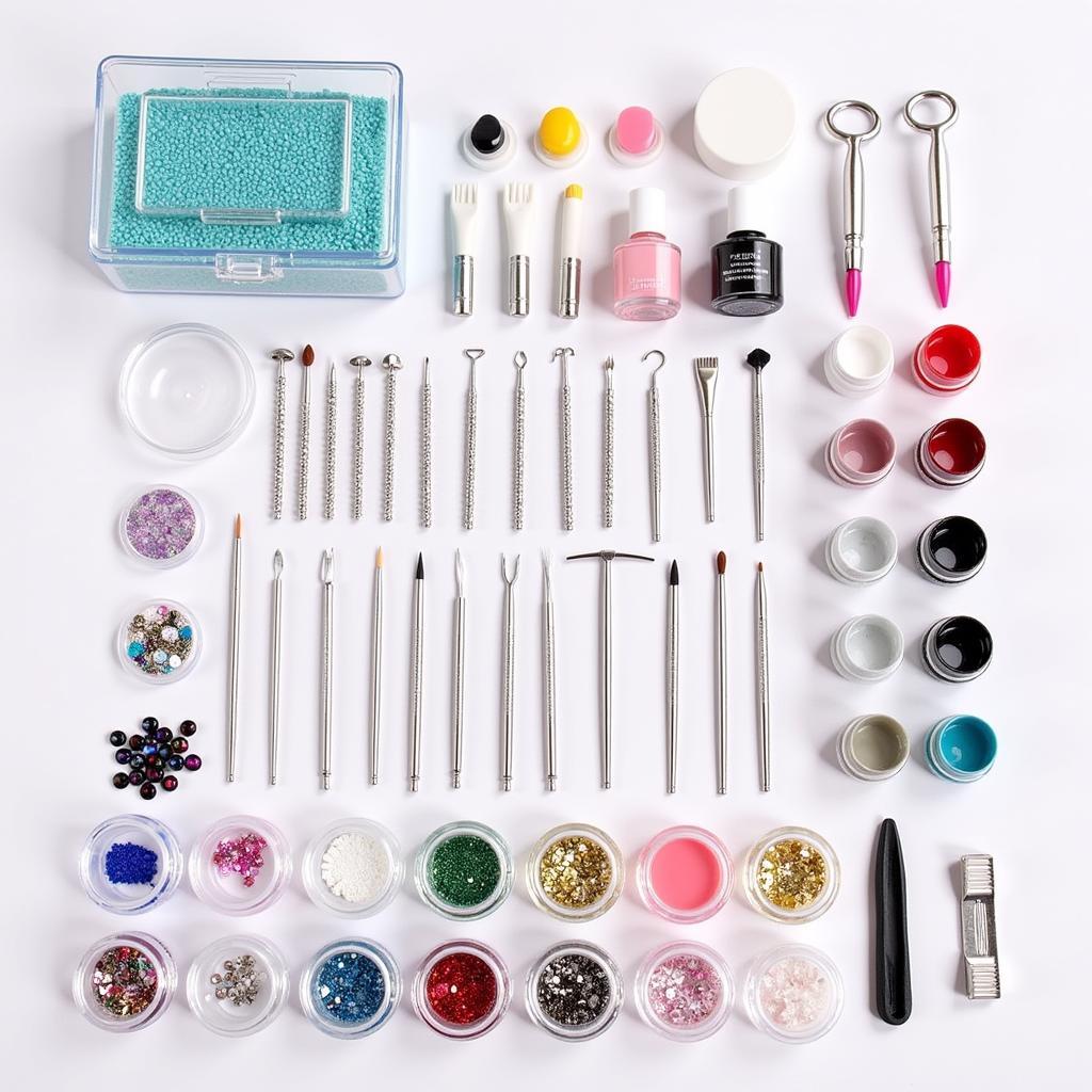 Professional Nail Art Kit Essentials: Dotting Tools, Brushes, and Embellishments